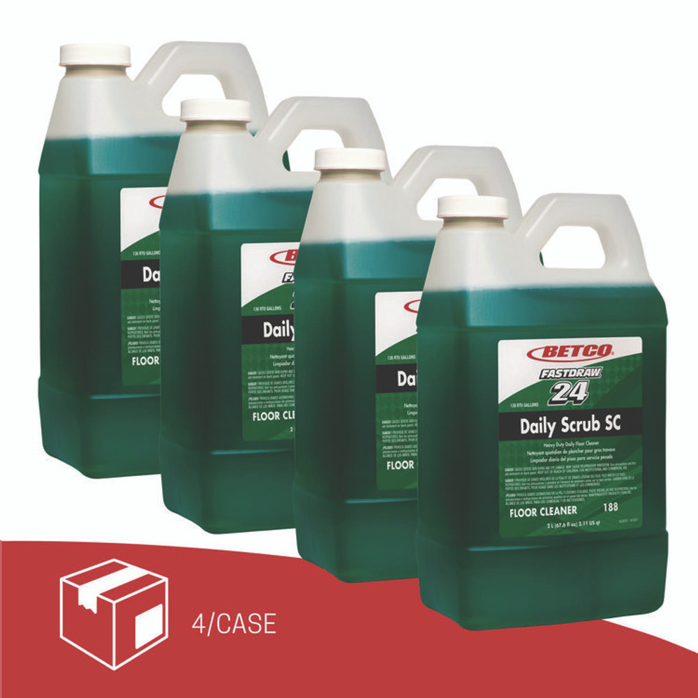 BETCO CORPORATION 1884700 Daily Scrub SC FastDraw Floor Cleaner, Characteristic Scent, 2 L Bottle, 4/Carton