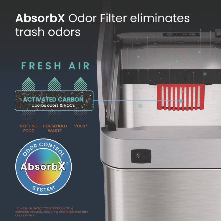 HLS COMMERCIAL HLS18WRSL Wings Lid Sensor Trash Can, 18 gal, Plastic/Stainless Steel, Silver