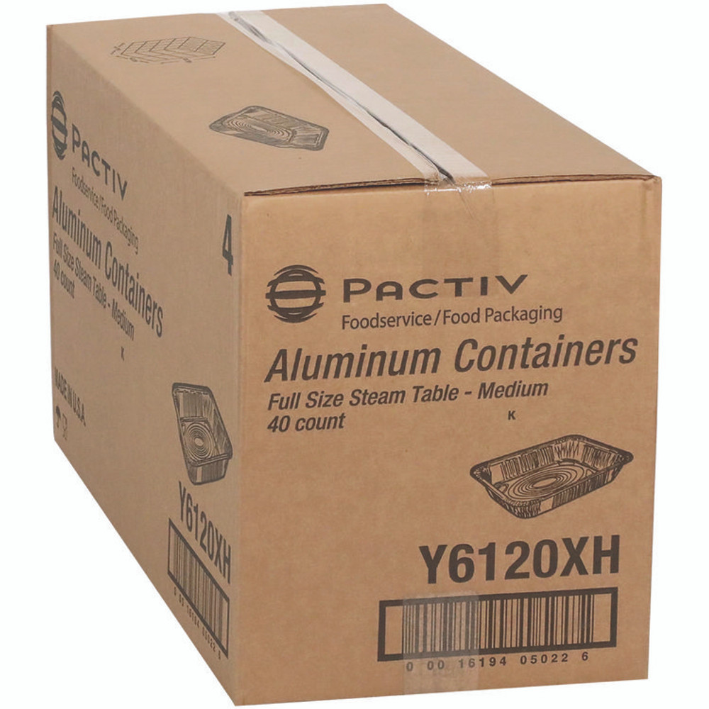 PACTIV EVERGREEN CORPORATION Y6120XH Aluminum Steam Table Pan, Full-Size Medium, 2.2" Deep, 19.6 x 11.6, 40/Carton