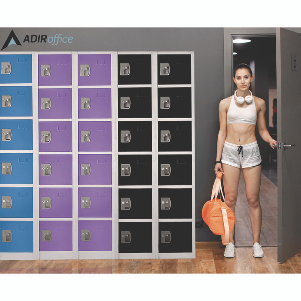 ADIROFFICE I629206BLK Steel Storage Locker, 6 Compartment, 12 x 12 x 72, Black