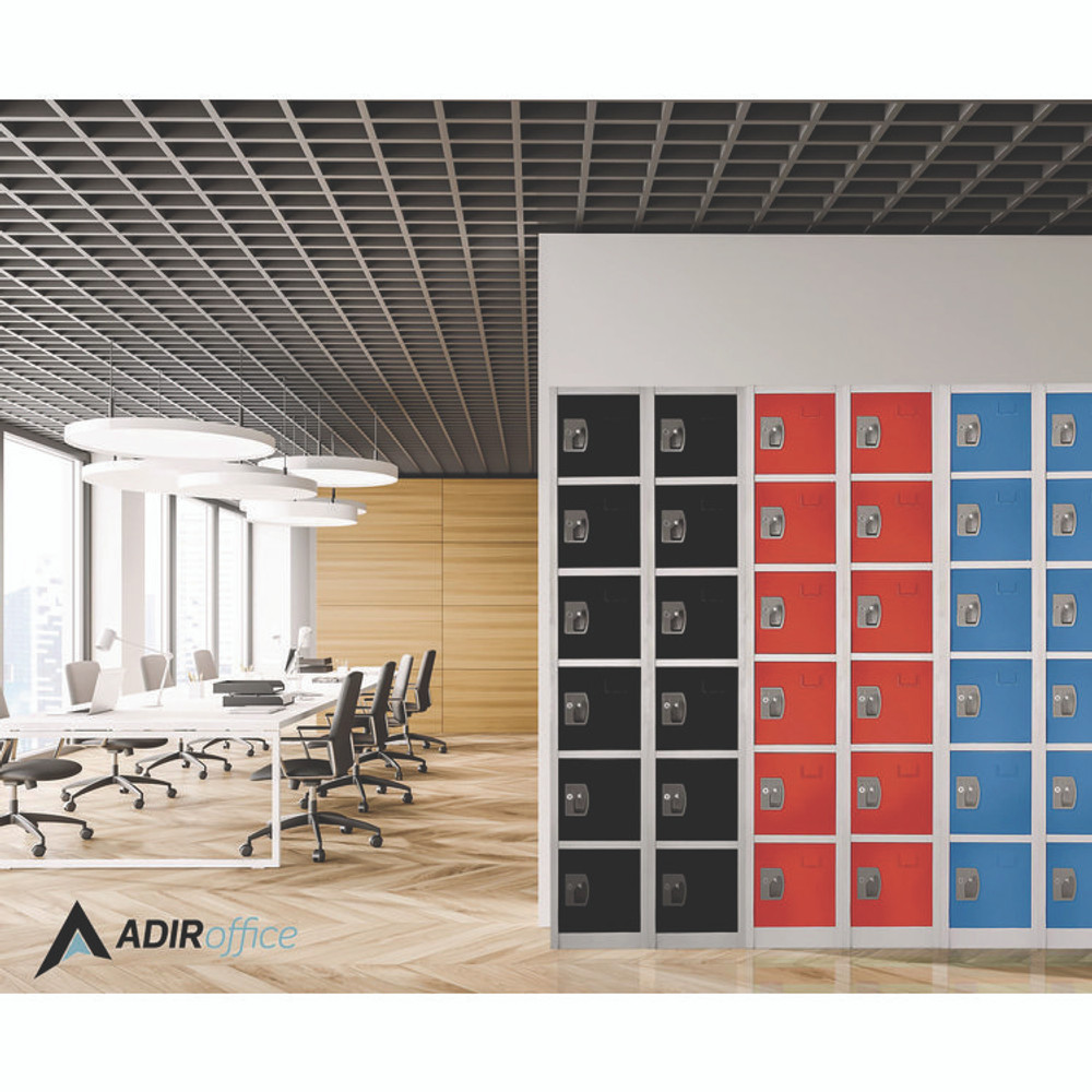 ADIROFFICE I629206BLK Steel Storage Locker, 6 Compartment, 12 x 12 x 72, Black