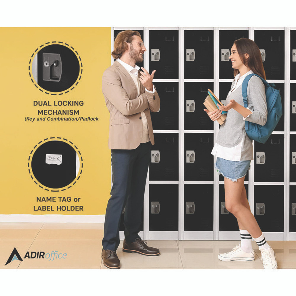 ADIROFFICE I629206BLK Steel Storage Locker, 6 Compartment, 12 x 12 x 72, Black