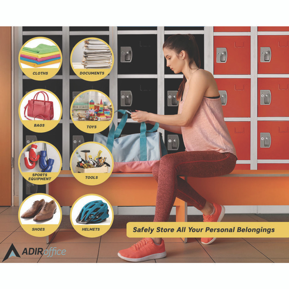 ADIROFFICE I629206BLK Steel Storage Locker, 6 Compartment, 12 x 12 x 72, Black