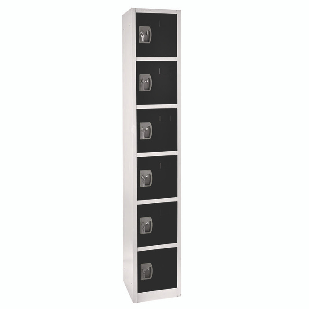ADIROFFICE I629206BLK Steel Storage Locker, 6 Compartment, 12 x 12 x 72, Black