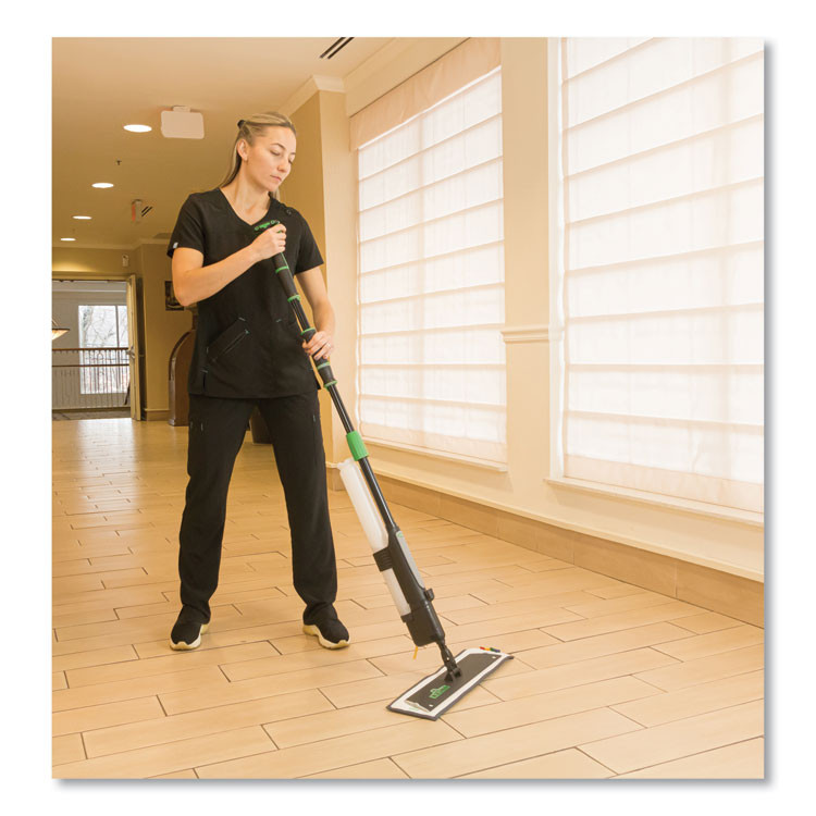 UNGER EFKT8 Excella Floor Cleaning Kit, 20" Gray Microfiber Head, 48" to 65" Black/Green Handle