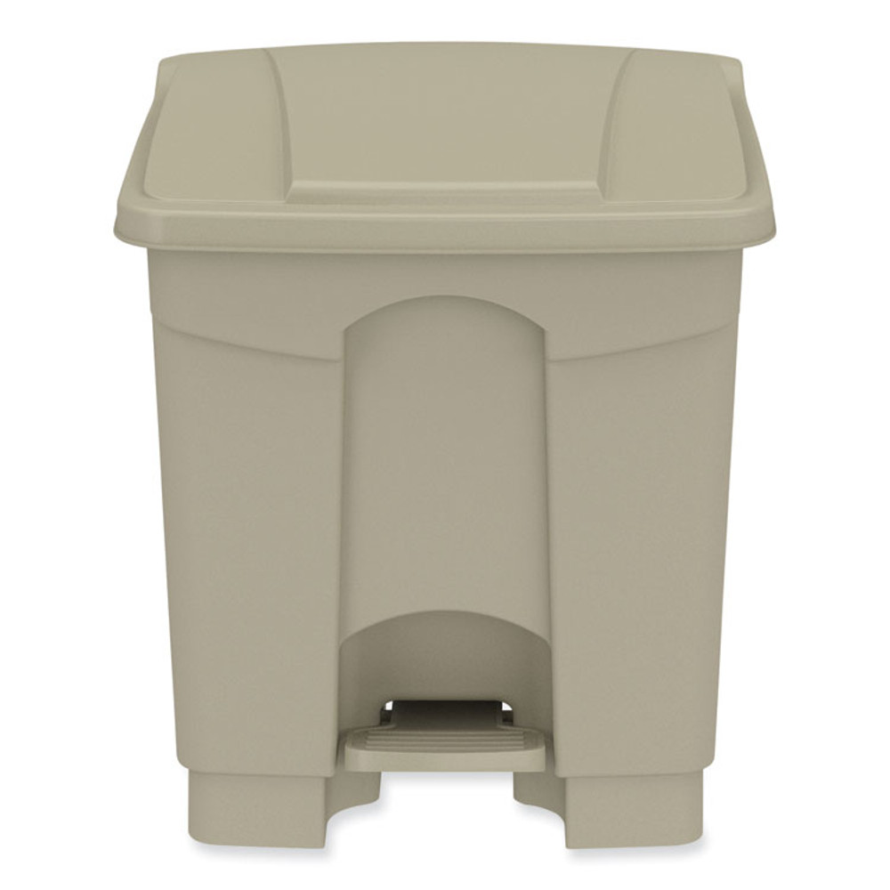 SAFCO PRODUCTS 9924TN Plastic Step-On Receptacle, 8 gal, Metal, Tan