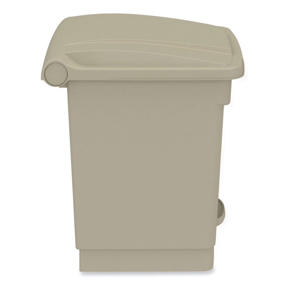 SAFCO PRODUCTS 9924TN Plastic Step-On Receptacle, 8 gal, Metal, Tan