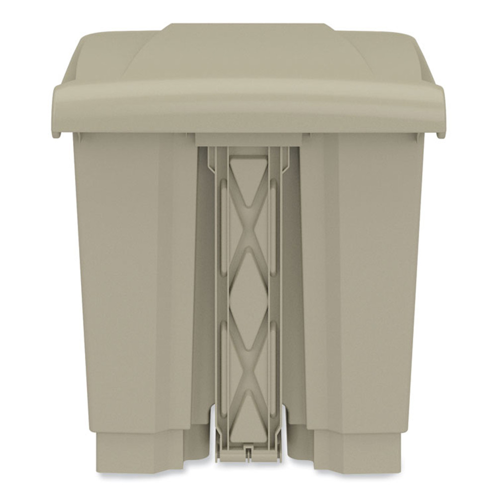 SAFCO PRODUCTS 9924TN Plastic Step-On Receptacle, 8 gal, Metal, Tan