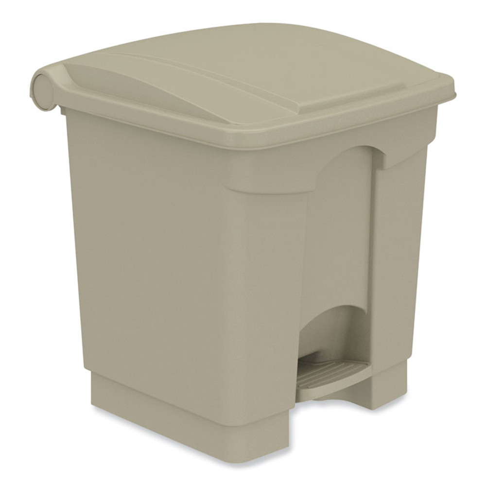 SAFCO PRODUCTS 9924TN Plastic Step-On Receptacle, 8 gal, Metal, Tan