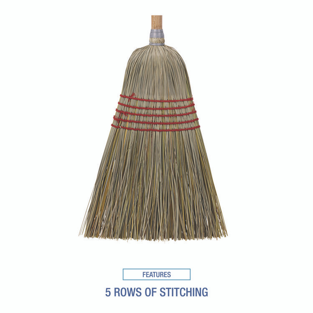 BOARDWALK BR10004 Corn/Fiber Brooms, Corn/Yucca Bristles, 53.5" Overall Length, Natural, 6/Carton