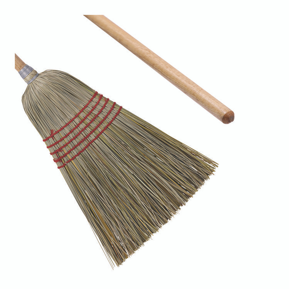 BOARDWALK BR10004 Corn/Fiber Brooms, Corn/Yucca Bristles, 53.5" Overall Length, Natural, 6/Carton