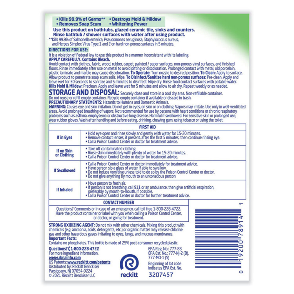 RECKITT BENCKISER LYSOL® Brand 78914CT Multi-Purpose Cleaner with Bleach, 32 oz Spray Bottle, 12/Carton