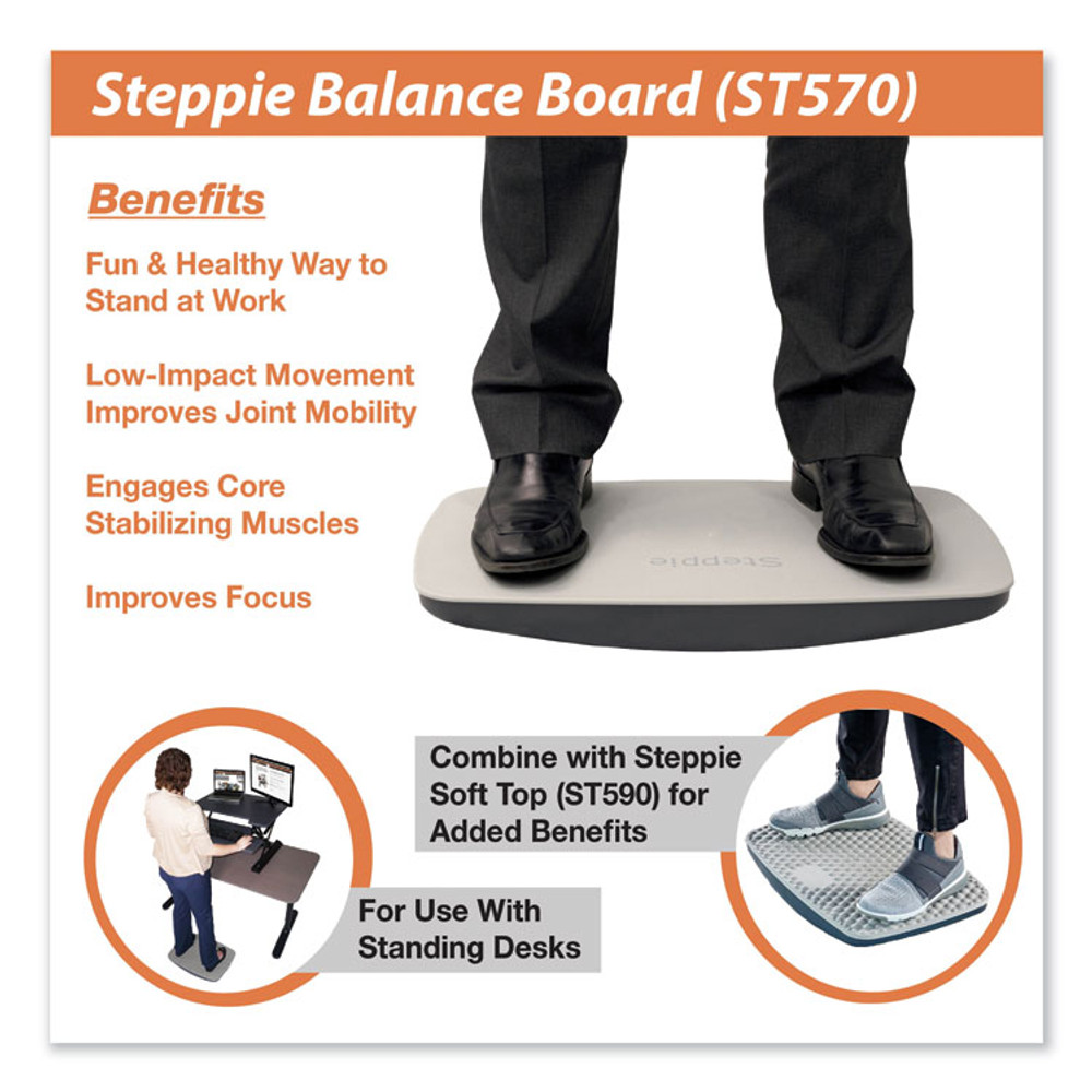 VICTOR TECHNOLOGY LLC ST570 Steppie Balance Board, 22.5w x 14.5d x 2.13h, Two-Tone Gray