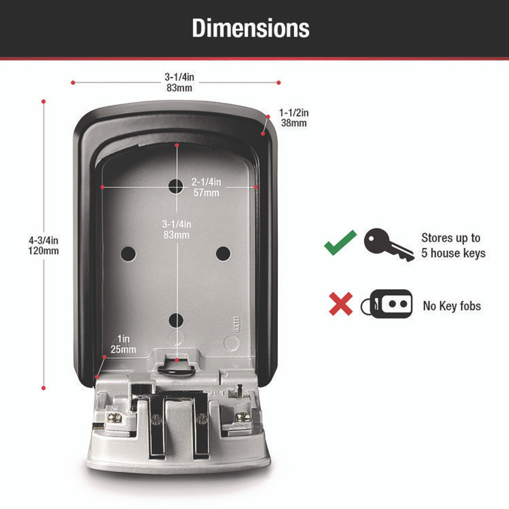 MASTER LOCK COMPANY 5401D Locking Combination 5 Key Steel Box, 3.25" Wide, Black/Silver