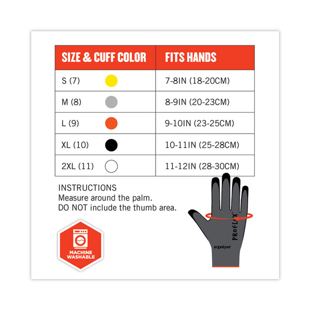 TENACIOUS HOLDINGS, INC. ergodyne® 10375 ProFlex 7000 Nitrile-Coated Gloves Microfoam Palm, Gray, X-Large, Pair