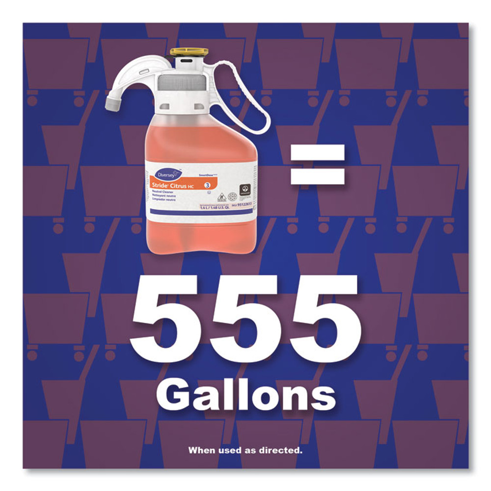 DIVERSEY 95122613 Stride Neutral Cleaner, Citrus Scent, 1.4 L SmartDose, 2/Carton