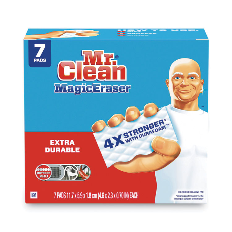 PROCTER & GAMBLE Mr. Clean® 69522 Magic Eraser Extra Durable. 4.6 x 2.4, 0.7" Thick, White, 7/Pack