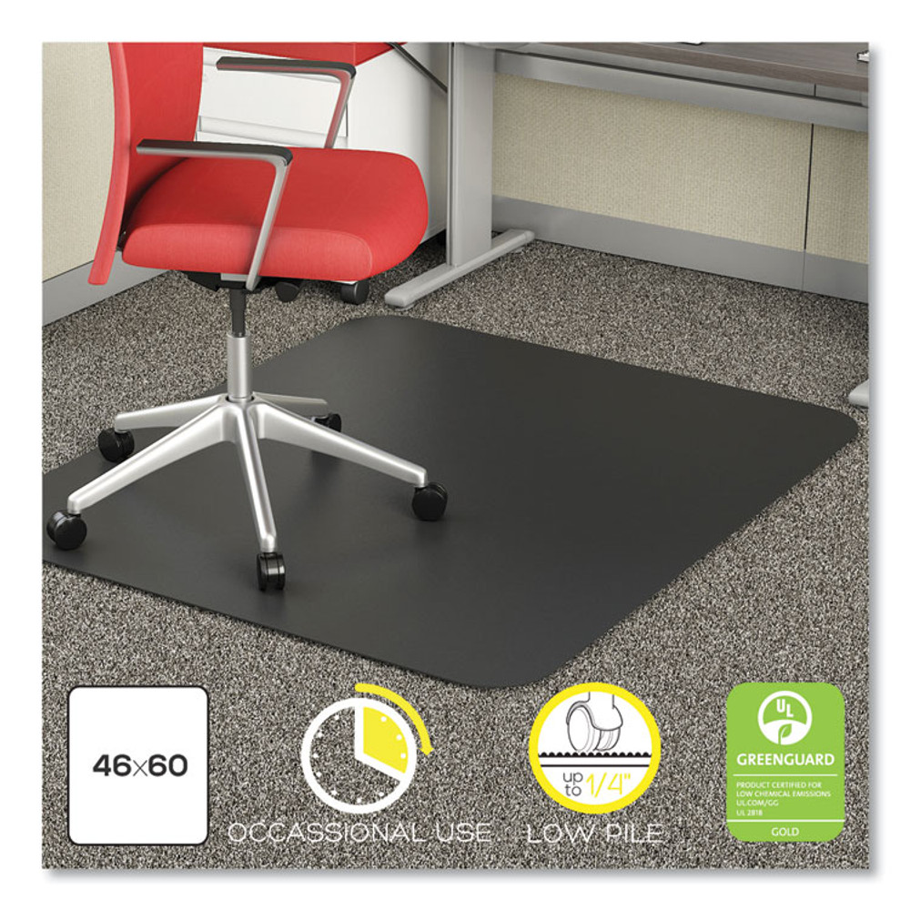 DEFLECTO CORPORATION CM11442FBCOM EconoMat Carpet Chair Mat, Rectangular, 46 x 60, Black