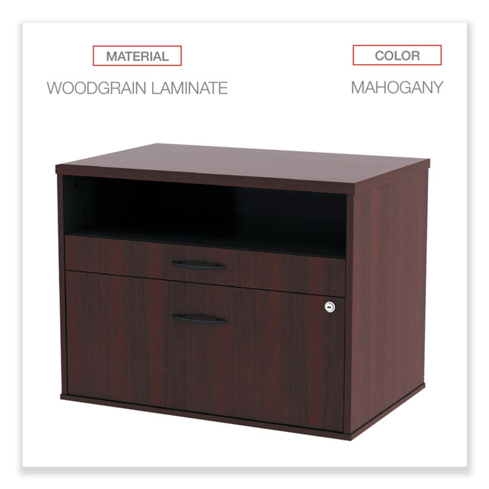 ALERA LS583020MY Alera Open Office Desk Series Low File Cabinet Credenza, 2-Drawer: Pencil/File,Legal/Letter,1 Shelf,Mahogany,29.5x19.13x22.88