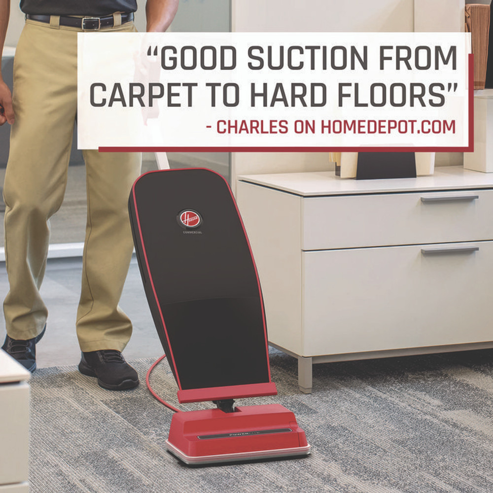 HOOVER COMPANY Commercial CH50300 Task Vac Soft Bag Lightweight Upright, 12" Cleaning Path, Black/Red