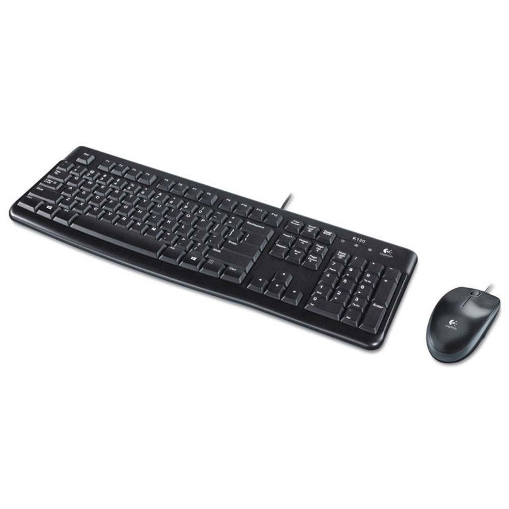LOGITECH, INC. 920002565 MK120 Wired Keyboard + Mouse Combo, USB 2.0, Black