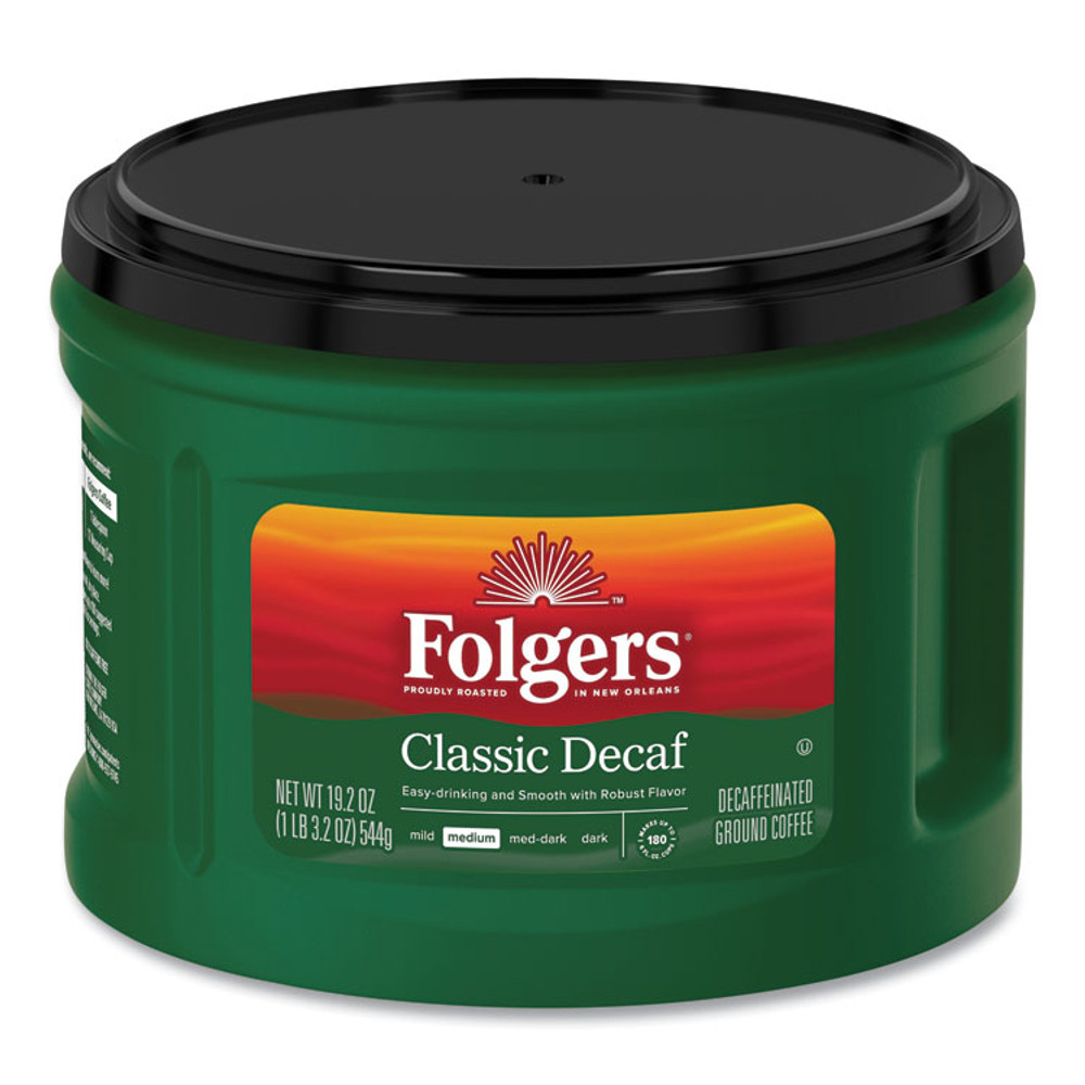 KEURIG DR PEPPER Folgers® 00374EA Coffee, Classic Roast Decaffeinated, Ground, 19.2 oz Can