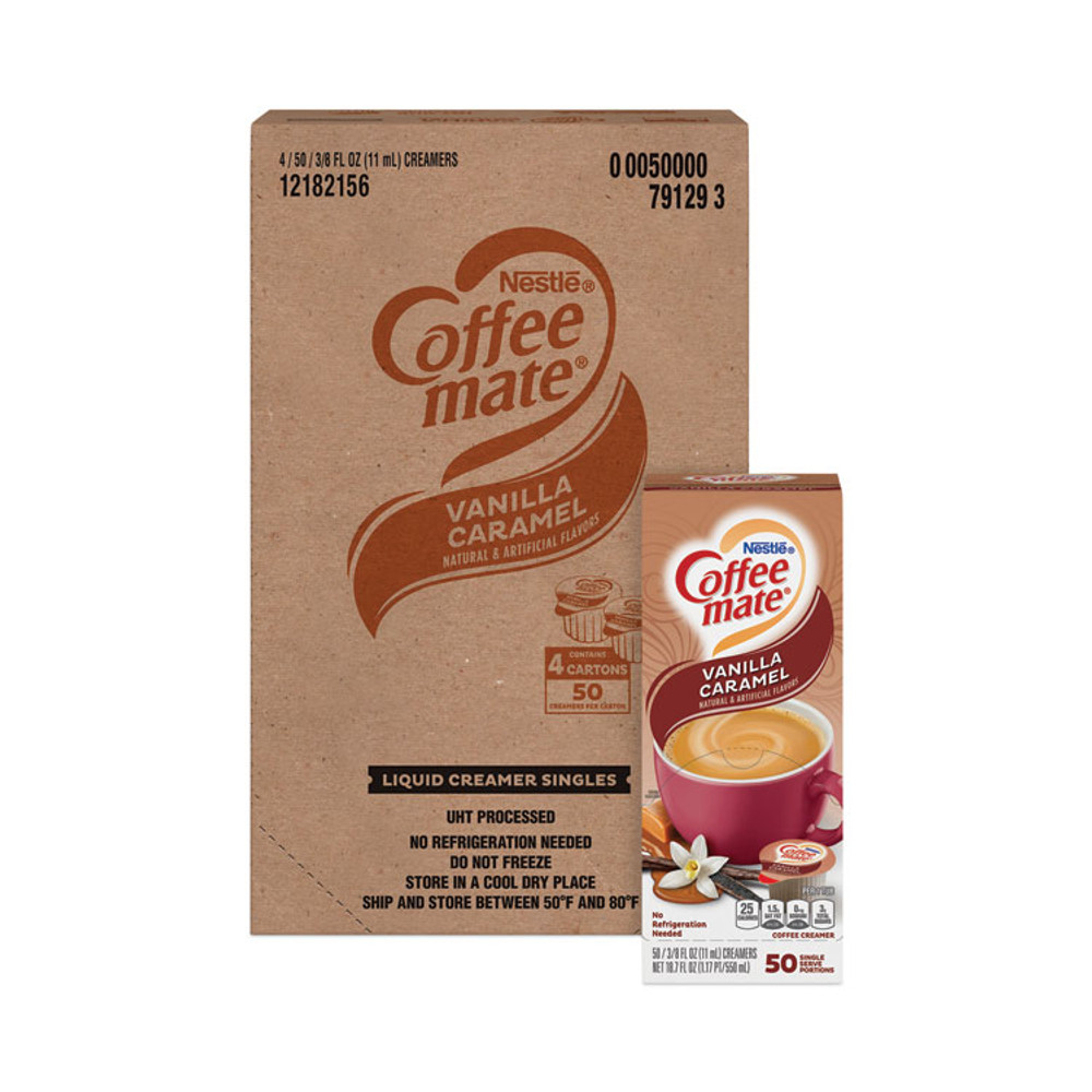 NESTLE Coffee mate® 79129CT Liquid Coffee Creamer, Vanilla Caramel, 0.38 oz Mini Cups, 50/Box, 4 Boxes/Carton, 200 Total/Carton