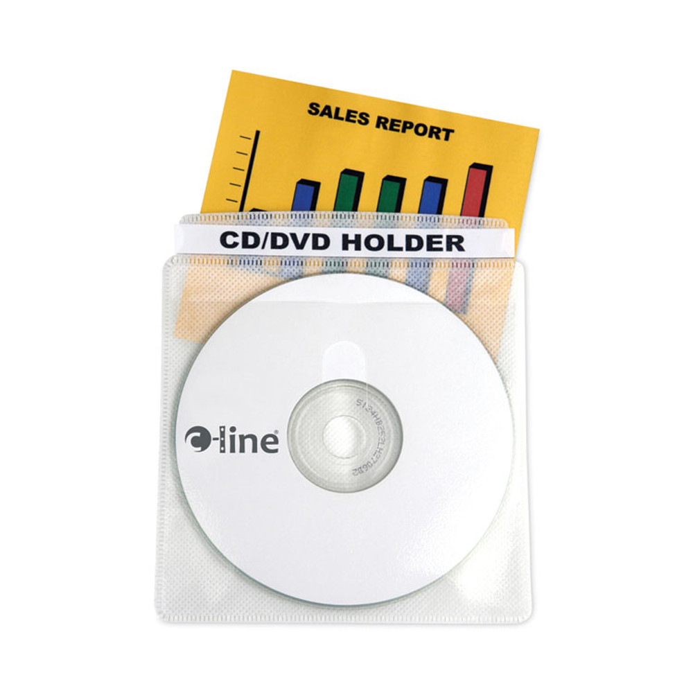 C-LINE PRODUCTS, INC 61988 Deluxe Individual CD/DVD Holders, 2 Disc Capacity, Clear/White, 50/Box