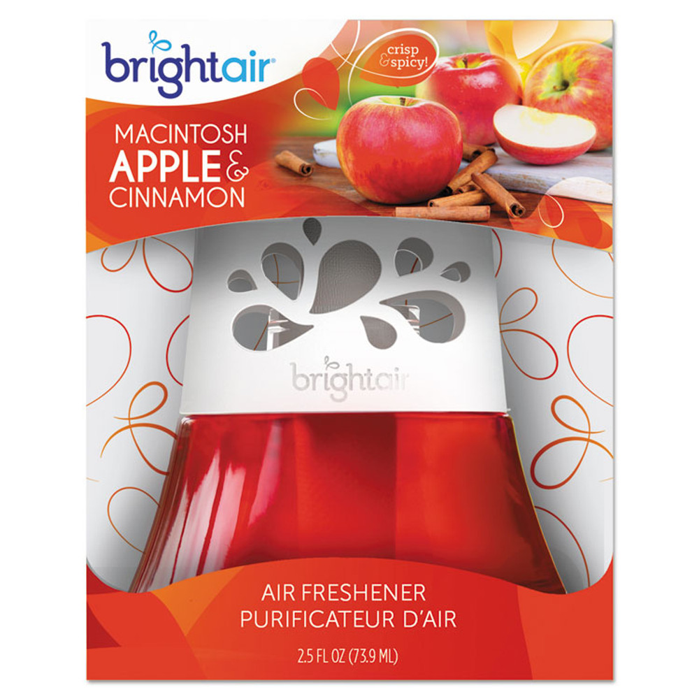 BRIGHT AIR 900022 Scented Oil Air Freshener, Macintosh Apple and Cinnamon, Red, 2.5 oz