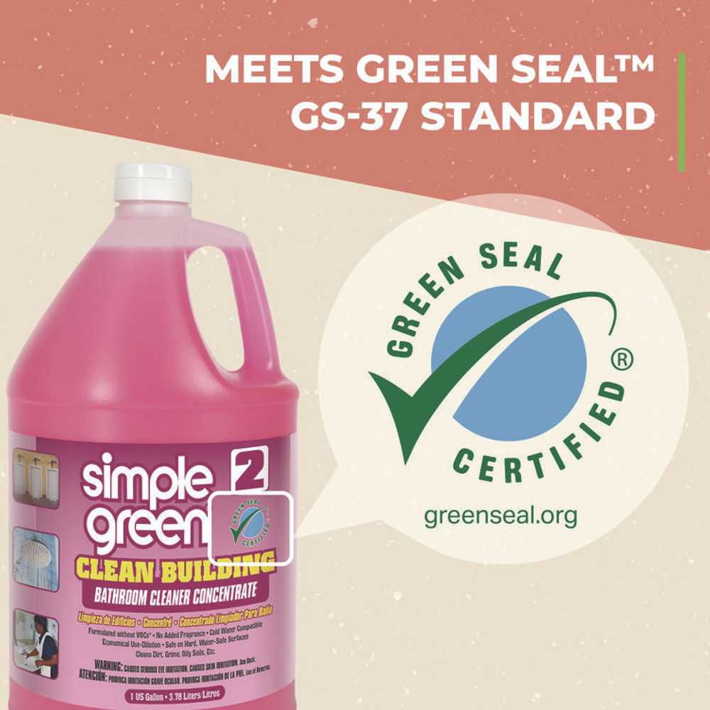 SUNSHINE MAKERS, INC. Simple Green® 11101 Clean Building Bathroom Cleaner Concentrate, Unscented, 1gal Bottle