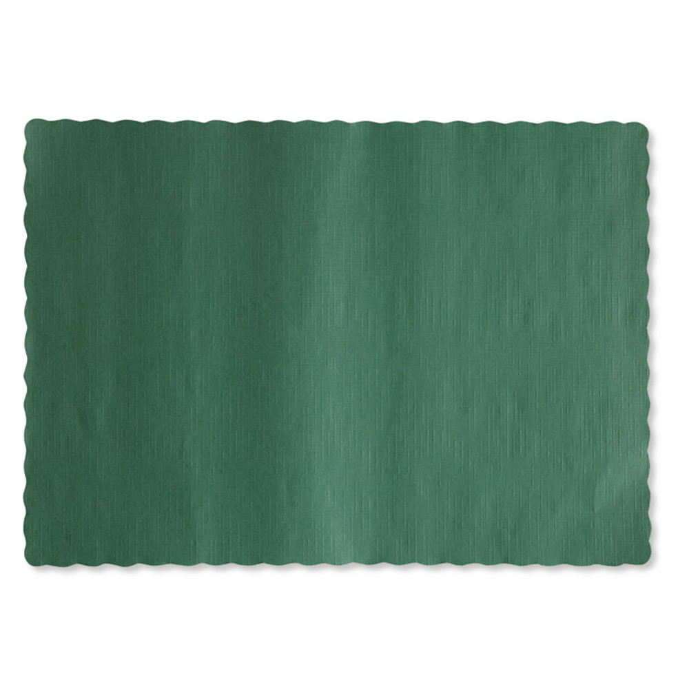 HOFFMASTER 310528 Solid Color Scalloped Edge Placemats, 9.5 x 13.5, Hunter Green, 1,000/Carton