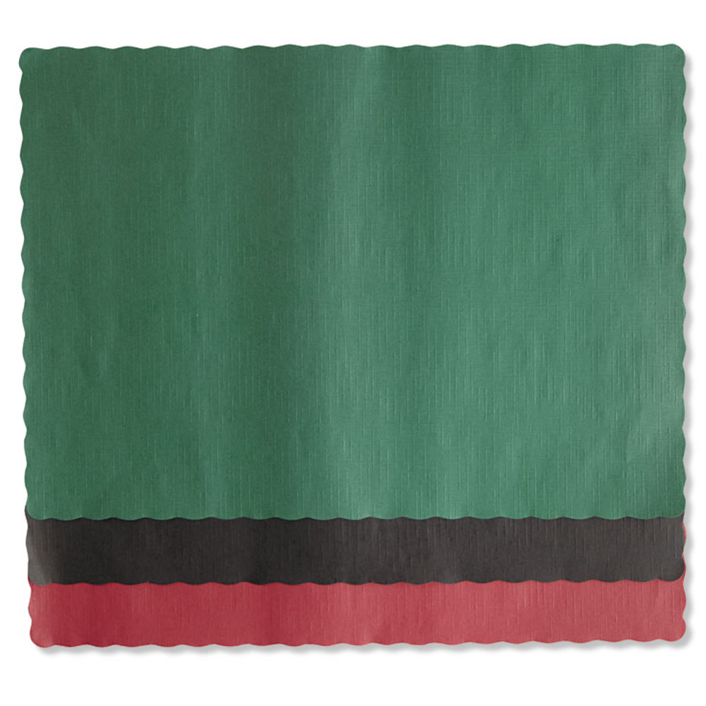 HOFFMASTER 310528 Solid Color Scalloped Edge Placemats, 9.5 x 13.5, Hunter Green, 1,000/Carton