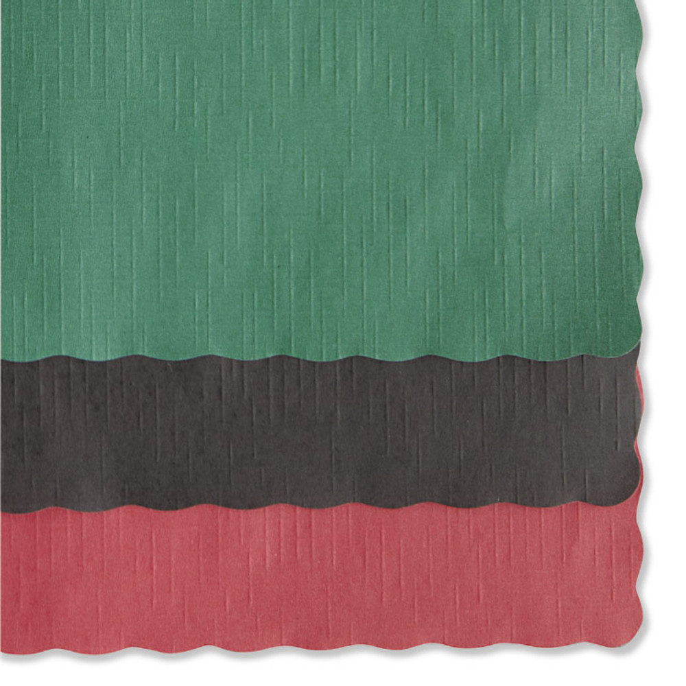 HOFFMASTER 310528 Solid Color Scalloped Edge Placemats, 9.5 x 13.5, Hunter Green, 1,000/Carton