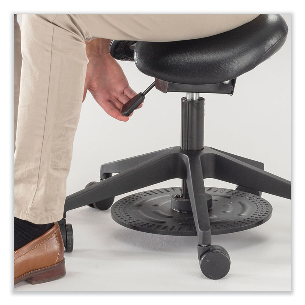 SAFCO PRODUCTS 3438BL Saddle Seat Lab Stool, Backless, Supports Up to 250 lb, 21.25" to 26.25" Seat Height, Black Seat, Black Base