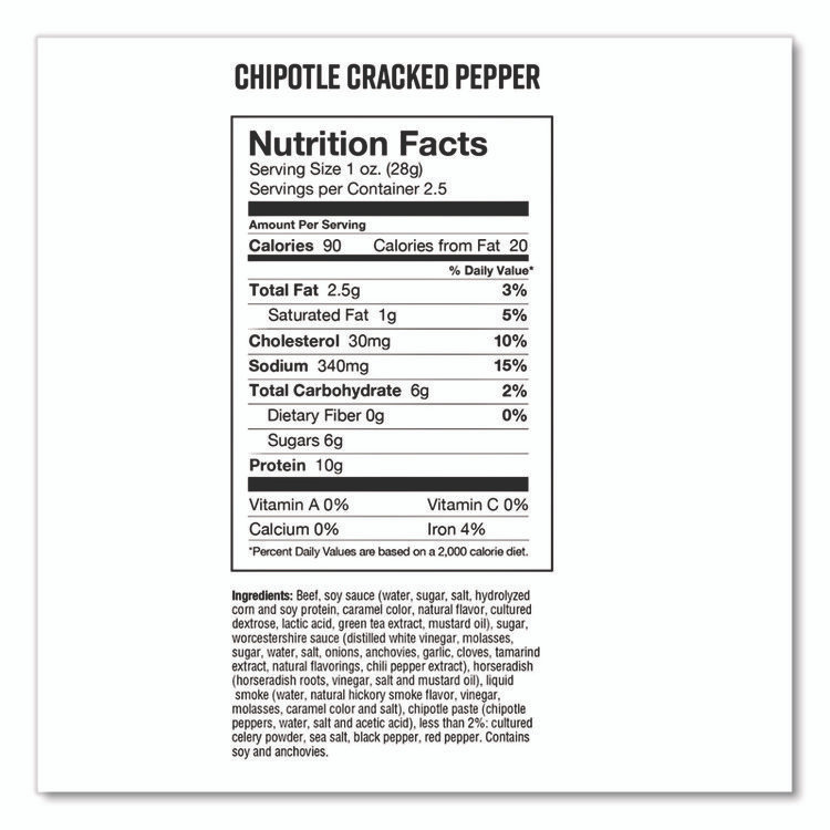 CHEF'S CUT REAL JERKY CO. CCR00501 Real Steak Jerky, Chipolte Cracked Pepper, 2.5 oz Bag