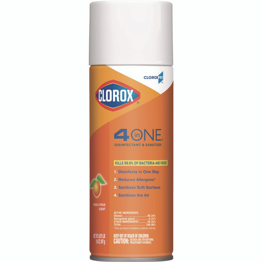 CLOROX SALES CO. 31043 4-in-One Disinfectant and Sanitizer, Citrus, 14 oz Aerosol Spray