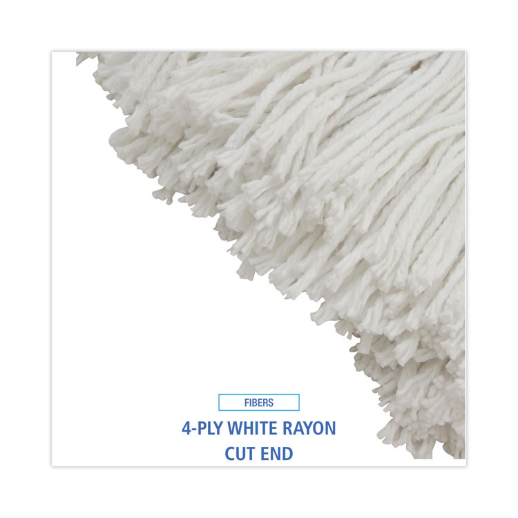 BOARDWALK 724RCT Cut-End Lie-Flat Wet Mop Head, Rayon, 24 oz, White, 12/Carton