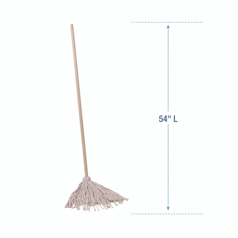 BOARDWALK 120C Handle/Deck Mops, #20 White Cotton Head, 54" Natural Wood Handle