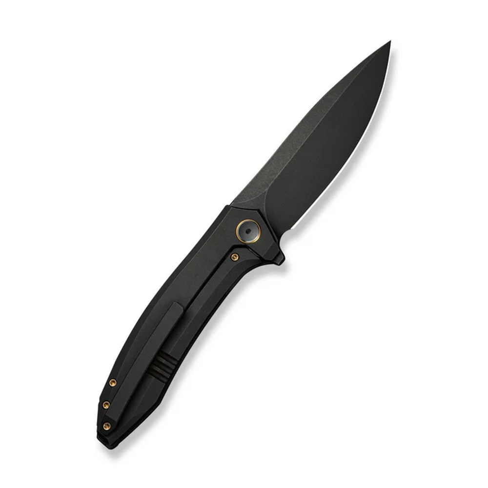 We Knife WE23070-1 WEKNIFE Acuminal Flipper Knife Black Titanium Handle (3.98"" Black Stonewashed Vanax Blade) WE23070-1