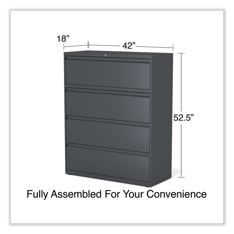 ALERA HLF4254CC Lateral File, 4 Legal/Letter/A4/A5-Size File Drawers, Charcoal, 42" x 18.63" x 52.5"