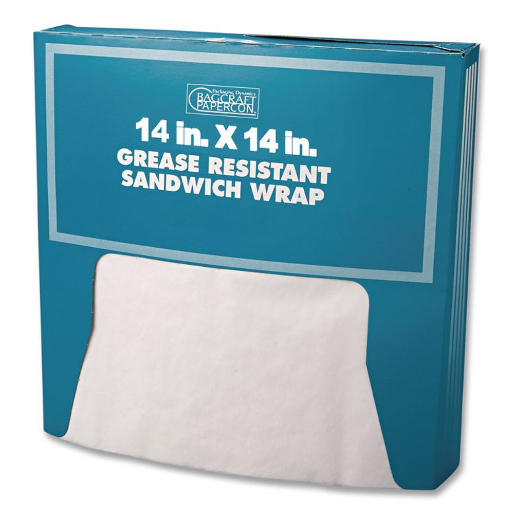 BAGCRAFT 057014 Grease-Resistant Paper Wraps and Liners, 14 x 14, White, 1,000/Box, 4 Boxes/Carton