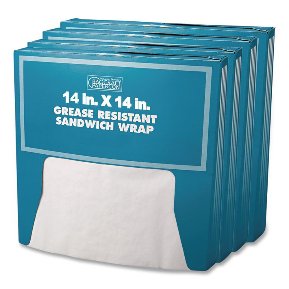 BAGCRAFT 057014 Grease-Resistant Paper Wraps and Liners, 14 x 14, White, 1,000/Box, 4 Boxes/Carton
