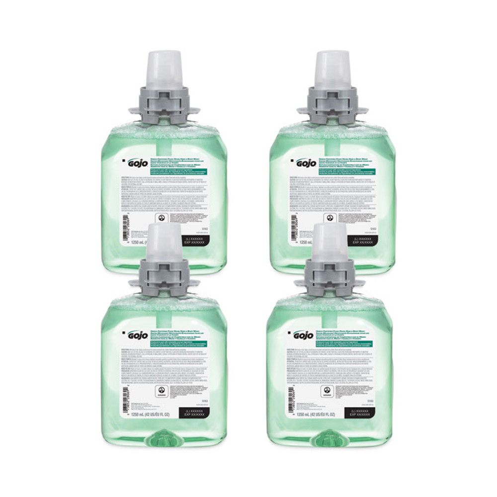 GO-JO INDUSTRIES GOJO® 516304CT Green Certified Foam Hair and Body Wash Refill, Cucumber Melon Scent, 1,250 mL, 4/Carton