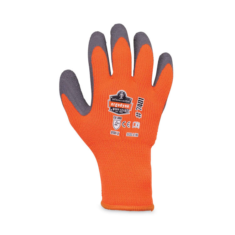 TENACIOUS HOLDINGS, INC. ergodyne® 17894 ProFlex 7401-CASE Coated Lightweight Winter Gloves, EN388: 2131X, 9" Long, Large, Orange, 144 Pairs/Carton