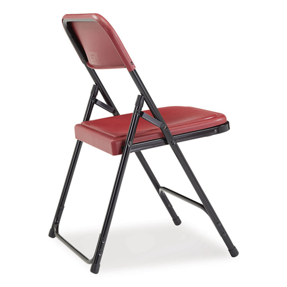 NATIONAL PUBLIC SEATING NPS® 818 800 Series Plastic Folding Chair, Supports Up to 500 lb, 18" Seat Height, Burgundy Seat, Burgundy Back, Black Base, 4/Carton