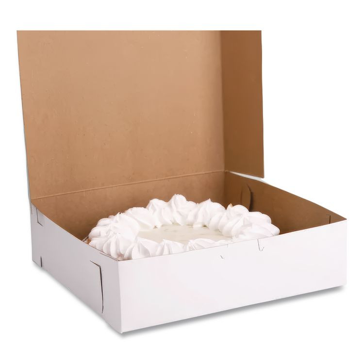 SOUTHERN CHAMPION TRAY SCT® 0953 White One-Piece Non-Window Bakery Boxes, 9 x 9 x 2.5, White, Paper, 250/Carton