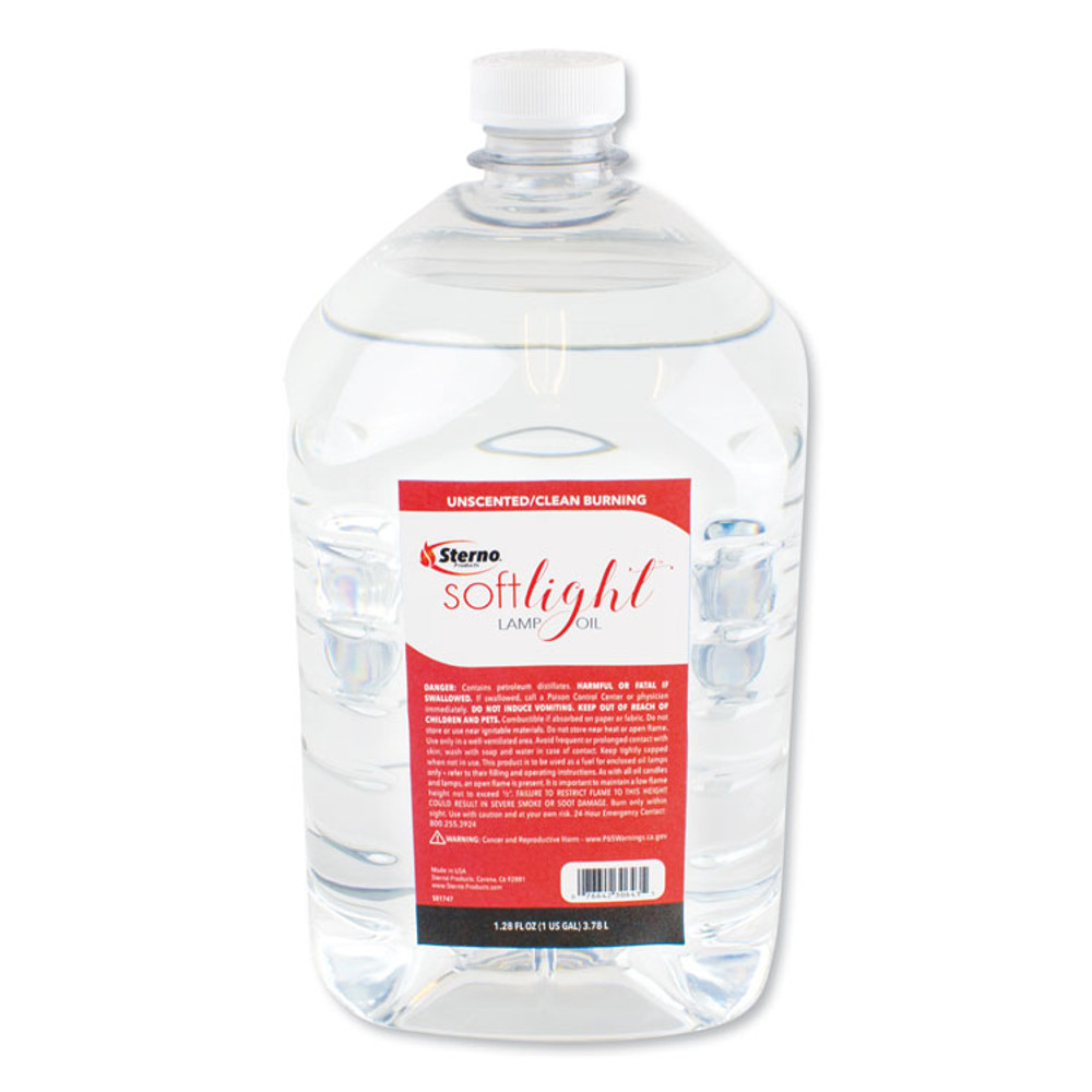 STERNO GROUP 30644 Soft Light Liquid Wax Lamp Oil, Clear, 1 gal Bottle, 4/Carton