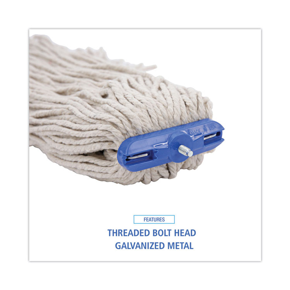 BOARDWALK 716CEA Cut-End Lie-Flat Wet Mop Head, Cotton, 16 oz, White