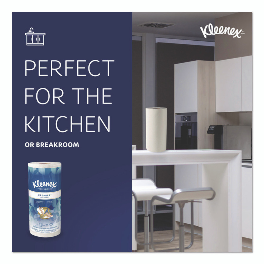 KIMBERLY-CLARK PROFESSIONAL Kleenex® 13964 Premiere Kitchen Roll Towels, 1-Ply, 11 x 10.4, White, 70/Roll, 24 Rolls/Carton