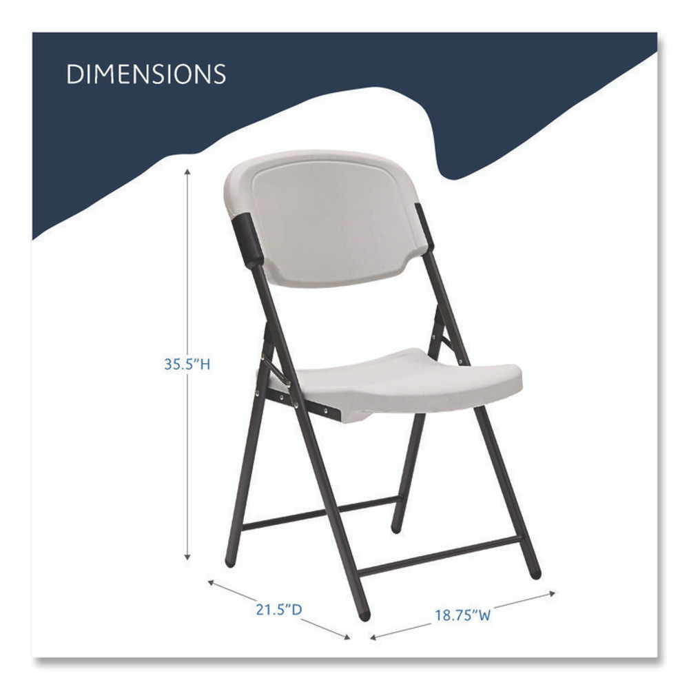 ICEBERG ENTERPRISES 64003 Rough n Ready Commercial Folding Chair, Supports Up to 350 lb, 15.25" Seat Height, Platinum Seat, Platinum Back, Black Base